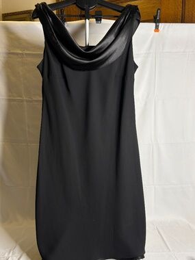 Vintage SL Fashions Womens Black Chiffon Cowl Neck Cocktail Dress/Formal 18W USA